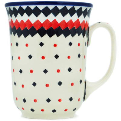 Polish Pottery Bistro Mug Geometric Contrast