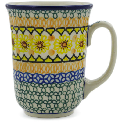 Polish Pottery Bistro Mug Geometric Sunflower