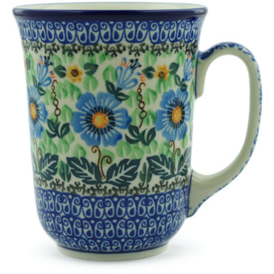 Polish Pottery Bistro Mug Grecian Blooms UNIKAT