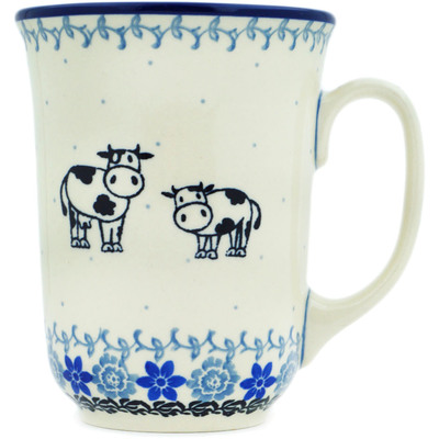 Polish Pottery Bistro Mug Happy Cows