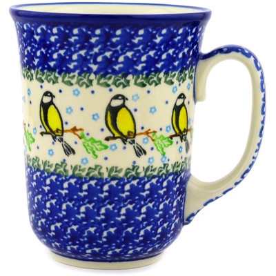 Polish Pottery Bistro Mug Happy Goldfinch