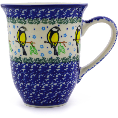 Polish Pottery Bistro Mug Happy Goldfinch