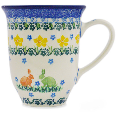 Polish Pottery Bistro Mug Happy Hares
