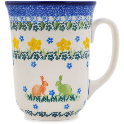 Polish Pottery Bistro Mug Happy Hares