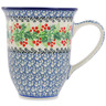 Polish Pottery Bistro Mug Holly Berry Wreath