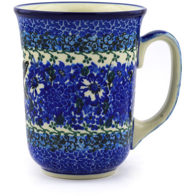 Polish Pottery Bistro Mug Hummingbird Blue UNIKAT