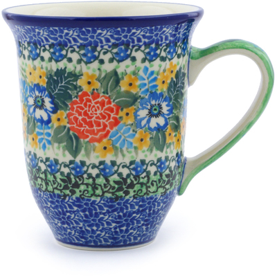 Polish Pottery Bistro Mug Hummingbird Meadow UNIKAT