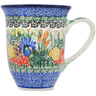 Polish Pottery Bistro Mug Iris Bouquet UNIKAT