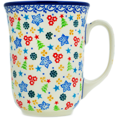 Polish Pottery Bistro Mug Joyful Cheer UNIKAT