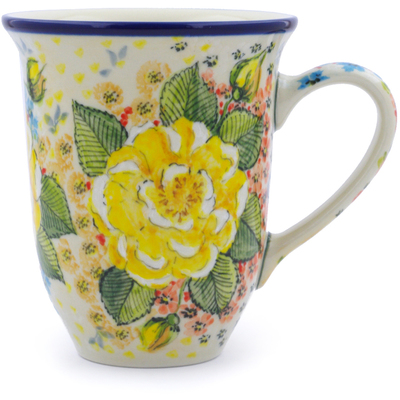 Polish Pottery Bistro Mug L38 Yellow Elegance UNIKAT