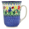 Polish Pottery Bistro Mug Lady Bug Tulips UNIKAT