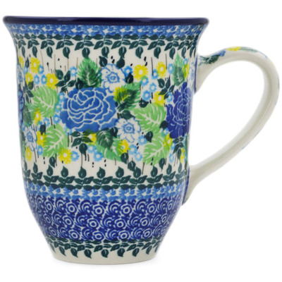 Polish Pottery Bistro Mug Lime Bouquet UNIKAT