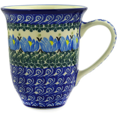 Polish Pottery Bistro Mug Lotus Blossom