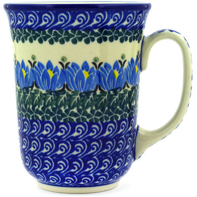 Polish Pottery Bistro Mug Lotus Blossom