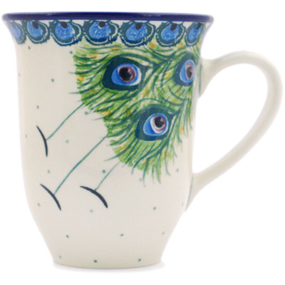 Polish Pottery Bistro Mug Majestic Peacock
