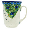 Polish Pottery Bistro Mug Majestic Peacock