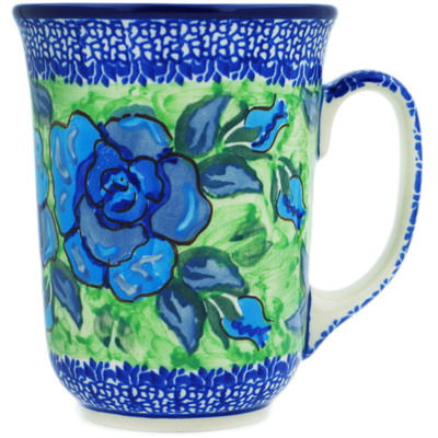 Polish Pottery Bistro Mug Matisse Flowers Cobalt UNIKAT