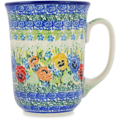 Polish Pottery Bistro Mug Pansy Dance UNIKAT