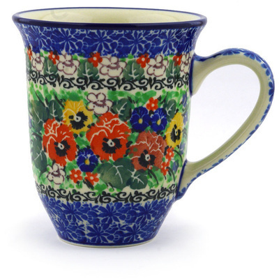 Polish Pottery Bistro Mug Pansy Garden UNIKAT