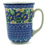 Polish Pottery Bistro Mug Peeking Flowers UNIKAT