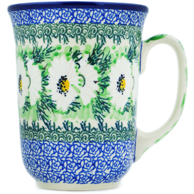 Polish Pottery Bistro Mug Polish Daisies UNIKAT