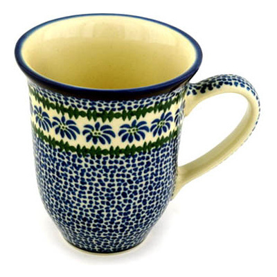 Polish Pottery Bistro Mug Polka Dot Daisy