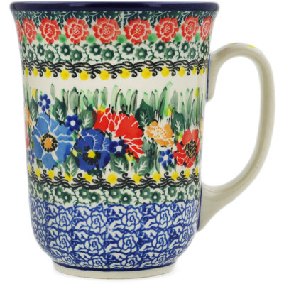 Polish Pottery Bistro Mug Poppy Dots UNIKAT