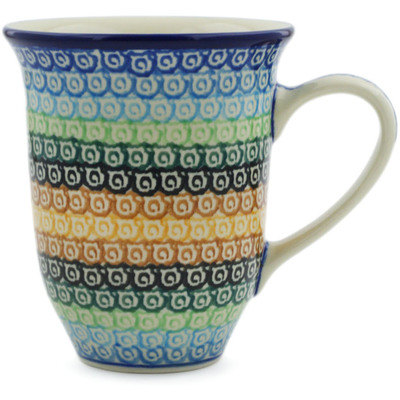 Polish Pottery Bistro Mug Rainbow Swirl
