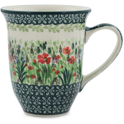 Polish Pottery Bistro Mug Red Garden UNIKAT