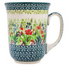 Polish Pottery Bistro Mug Red Garden UNIKAT