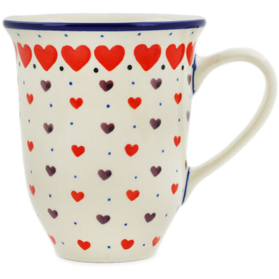 Polish Pottery Bistro Mug Red Hearts Delight
