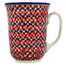 Polish Pottery Bistro Mug Red Houndstooth