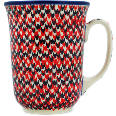 Polish Pottery Bistro Mug Red Houndstooth