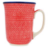 Polish Pottery Bistro Mug Red Squares UNIKAT