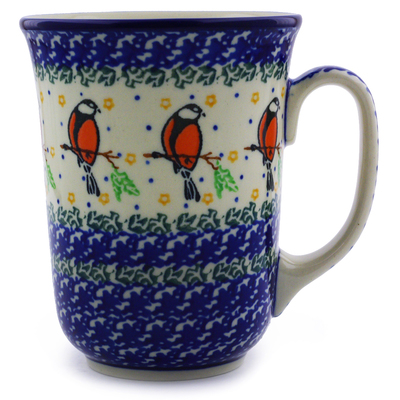 Polish Pottery Bistro Mug Redbird On A Wire