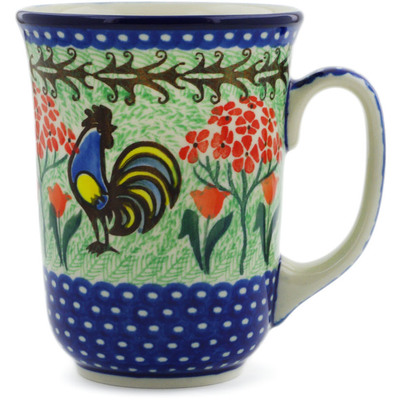 Polish Pottery Bistro Mug Rooster Dance UNIKAT