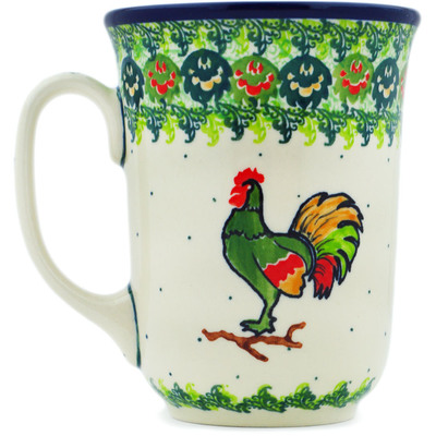 Polish Pottery Bistro Mug Rooster&#039;s Crow UNIKAT