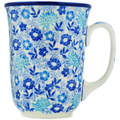 Polish Pottery Bistro Mug Sensational Blue Meadow