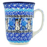Polish Pottery Bistro Mug Snowmen Circle UNIKAT