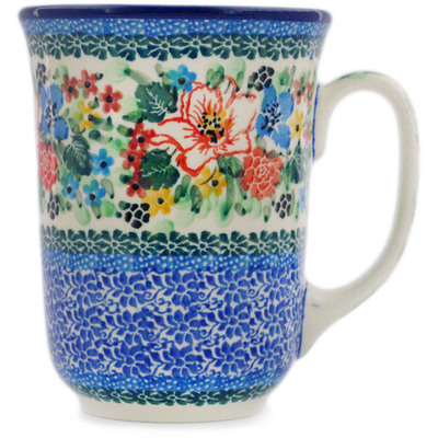 Polish Pottery Bistro Mug Splendid Hibiscus UNIKAT