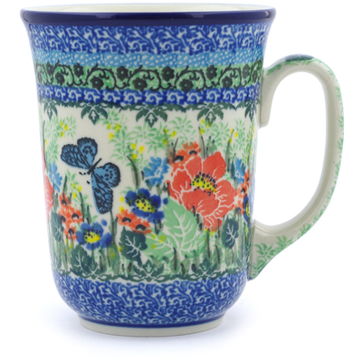 Polish Pottery Bistro Mug Spring Floral Garland UNIKAT