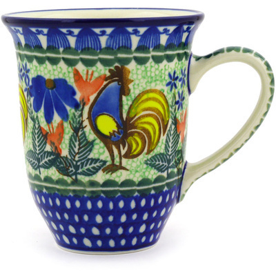 Polish Pottery Bistro Mug Spring Rooster UNIKAT