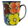 Polish Pottery Bistro Mug Springtime Flowers UNIKAT