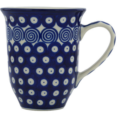 Polish Pottery Bistro Mug Swirling Peacock Eyes