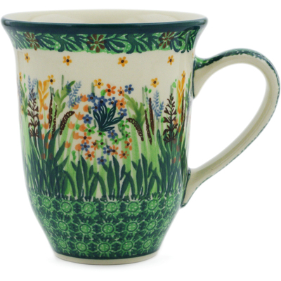 Polish Pottery Bistro Mug Tall Grass UNIKAT