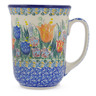 Polish Pottery Bistro Mug Tulip Garden UNIKAT