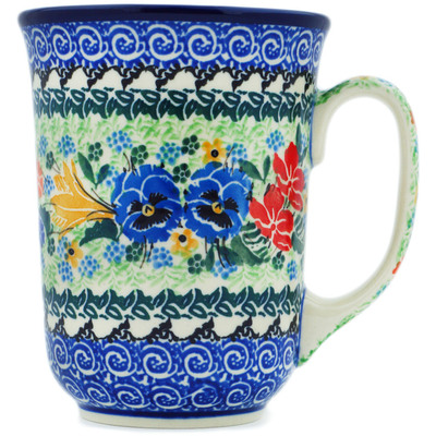 Polish Pottery Bistro Mug Vibrant Bouquet UNIKAT