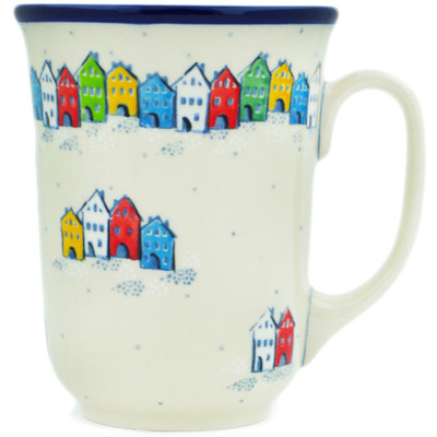 Polish Pottery Bistro Mug Village In Spectrum UNIKAT