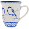 Polish Pottery Bistro Mug Waiting Birds UNIKAT