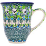 Polish Pottery Bistro Mug White Pansies UNIKAT